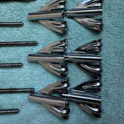 Ludwig Lot of 8 Pre Serial Bowtie Clubdate Bass Drum Tension Rods + Claws 7” Lot #2 60s - Chrome image 10