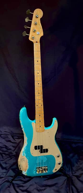 1958 Fender Precision Bass, old blue refin image 1
