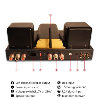Dared I30BT HiFi Vacuum Tube Integrated Amplifier Hi-end with Bluetooth USB-DAC/LINE input and Headphone Output,Output Power 30Wx2,with 6L6G(5881),12AX7(ECC83),12AU7(ECC82) Tubes image 5