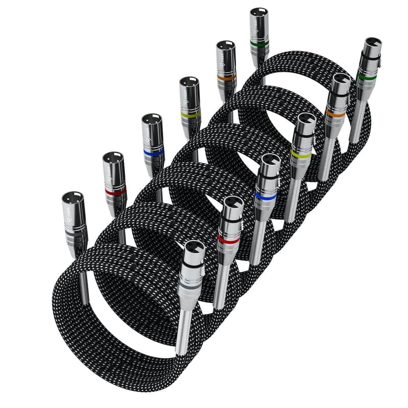 10ft-6 Pack XLR Cables Nylon Braided, Microphone Cable XLR Male to Female Mic Cable Heavy Duty Balanced Microphone Cord for Preamps/Speaker Systems and Studio harmonizers image 1