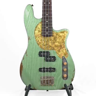 Offbeat Guitars "Priscilla" Bass in Avocado Metallic Relic, EMG Geezer Butler PJ PUs, Gotoh Hardware image 2