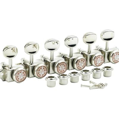 Guyker 6 Inline Vintage Guitar Lock String Tuners – Locking Tuning Key Pegs Machine Heads Replacement Parts for ST TL Style Electric, Folk or Acoustic Guitars – Nickel image 2