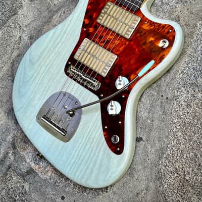Waterslide Guitars Offset Trans Sonic Blue, Mojo Dual Foil Pickups, Descendant Vibrato, Staytrem image 7