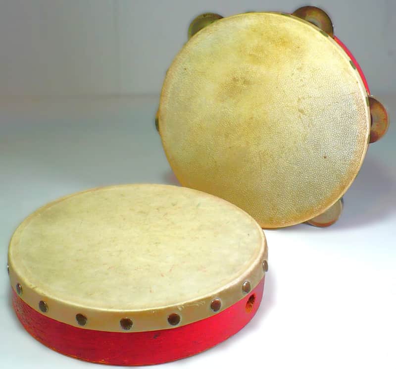 Ludwig 1930's Vintage School Tambourine with Hand Drum image 1