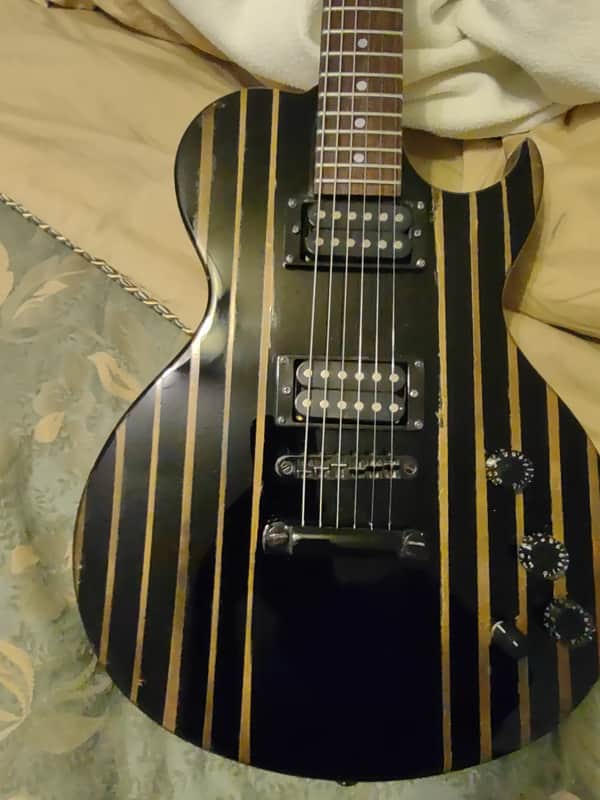 Brownsville Single cut Les Paul copy 1990's Black & gold custom image 1