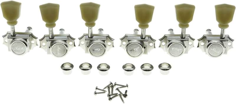 3x3 Vintage Style Guitar Locking Tuners Guitar Tuning Keys Pegs Guitar Lock Machine Heads for Les Paul Guitars Nickel with tulip Button image 1