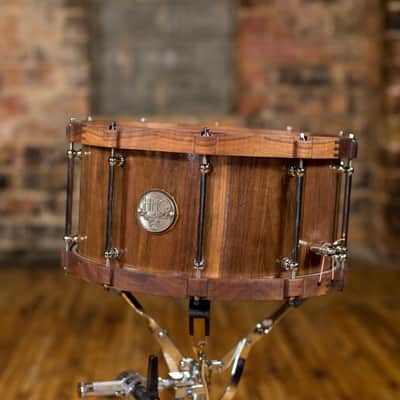 HHG Drums 14x7 Walnut Stave Snare With Wood Hoops, Semi Gloss Lacquer image 2