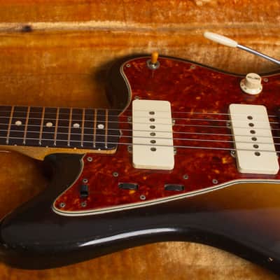Fender  Jazzmaster Solid Body Electric Guitar (1960), ser. #47491, original brown tolex hard shell case. image 16