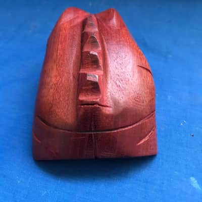 Handmade 4" x 3" Artisan Frog Reco-Reco Handmade in Pau-Brasil Natural Brazilian Wood Red Color image 4