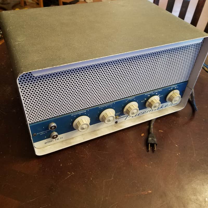 Bell PM-33 Pacemaker Mono 33 Watt Tube PA Amp dual 6L6GB 1959 - Blue, Beige, Textured Grey image 1