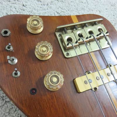 Vintage 1980s Austin Hatchet Wedge Travel Bass Guitar Natural Stained Body Rare image 5