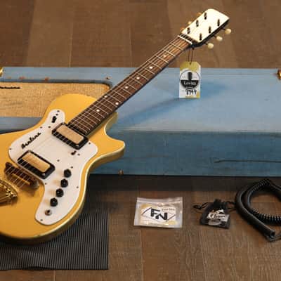 1966 Airline Model 7214 Amp-In-Case Electric Guitar Gold Blue + OHSC image 1