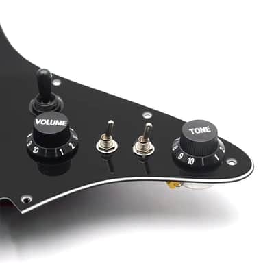 Black HS Guitar Strat Style Loaded Prewired Pickguard image 2