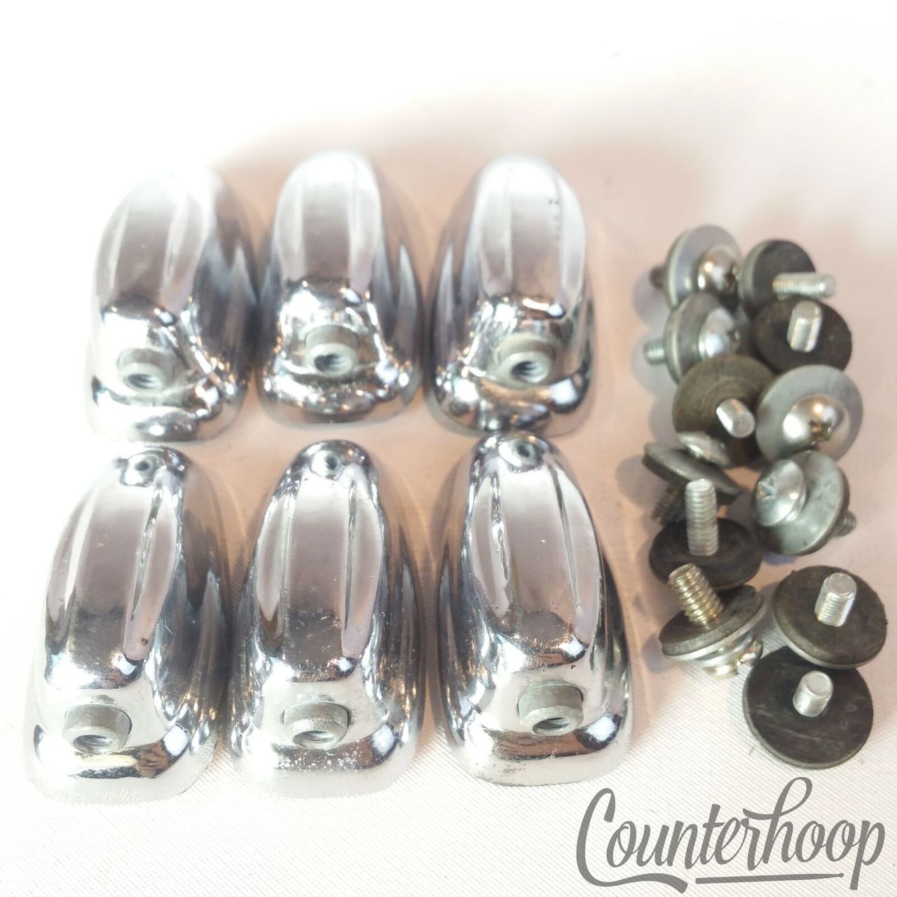 Pearl 6x Tom/Floor Drum Lugs Chrome 1 9/16"Sound King Style Vintage60s-70s Japan — main photograph