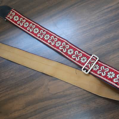 Vintage 1960s Ace Red Floral Bohemian Hippie Jimi Hendrix Guitar Strap Red Black Bobby Lee image 10