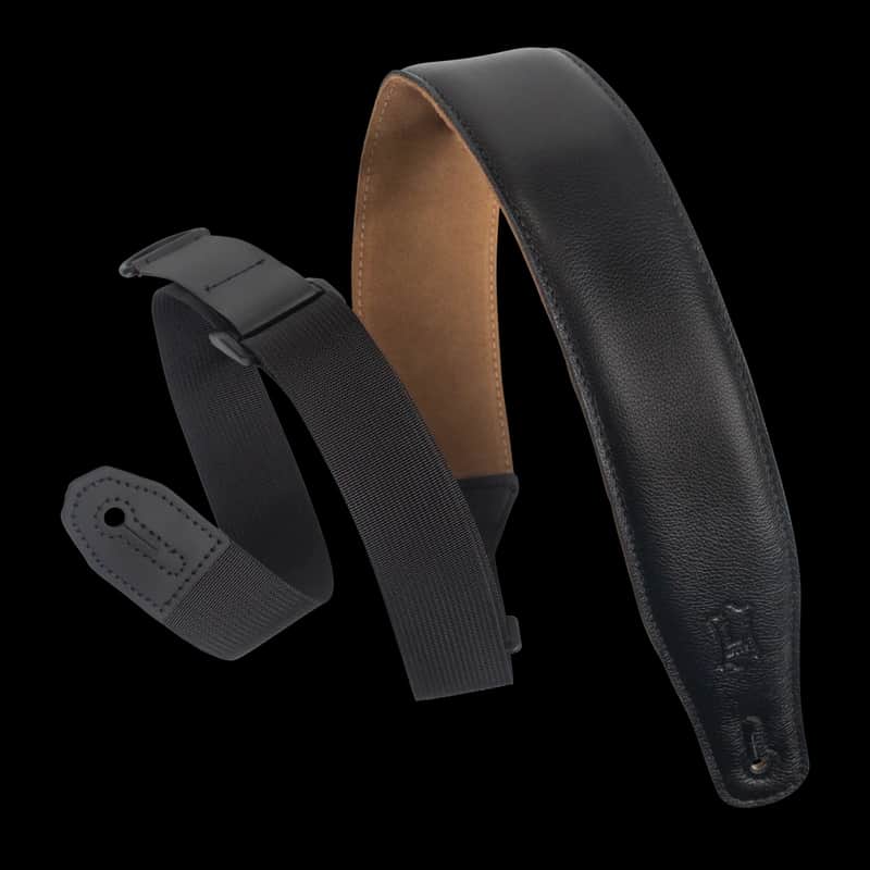 Levy's MRHGS-BLK 2.5" Right Height Leather Padded Guitar Strap - Black image 1