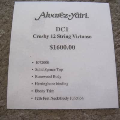 Kazuo Yairi Alvarez David Crosby DC-1 12 String, 1995, Kazuo Yairi Signature! image 10