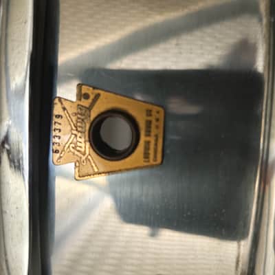 Supraphonic \ Acrolite Ludwig No. 411 Super-Sensitive 6.5x14" 10-Lug Aluminum Snare Drum with Keystone Badge 1963 - 1969 with internal contact microphone \ drum trigger system for electronic drums or experimental sounds like Roland , nord drum image 2