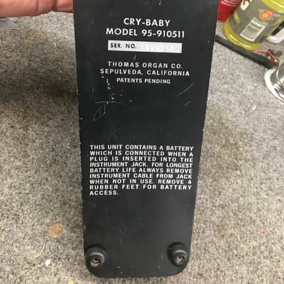 Thomas Organ Co. Cry Baby Wah Wah Pedal Vintage Black image 4