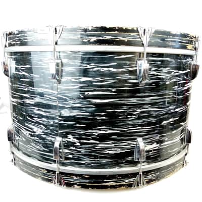 *Ludwig 14x28" Virgin 3Ply B/O Black Oyster Pearl Bass Drum 7/16/70 Bowling Ball image 6