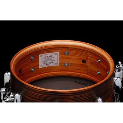 Tama Star Reserve Solid Japanese Cedar Snare Drum 14x6 Burnt Oiled Cedar image 6
