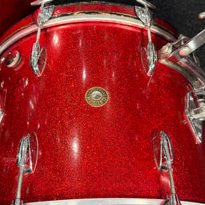 Vintage 60's Gretsch Round Badge 3-Piece 13/16/20 Drum Kit Set in Red Sparkle with Cases (Rm4) image 12