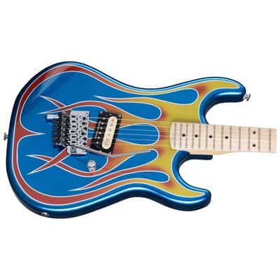 Kramer Baretta "Hot Rod" Blue Sparkle with Flames w/EVH D-Tuna image 2