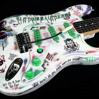 Custom Painted and Upgraded Fender Squier Strat - Aged and Worn With Graphics and Matching Headstock image 13