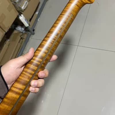 1 stainless steel 22 frets Large headstock S S 22frets Roasted flame Maple Electric guitar neck 25.5inch hole 10mm Satin image 1