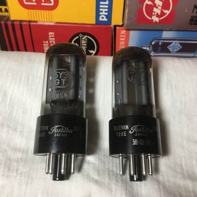 2 NOS Matched Toshiba 5Y3 Rectifier AudioTubes Vintage Smoke Glass ~ 2 Pairs Available ~ Direct Japan import Carefully Curated Grail Tone image 2