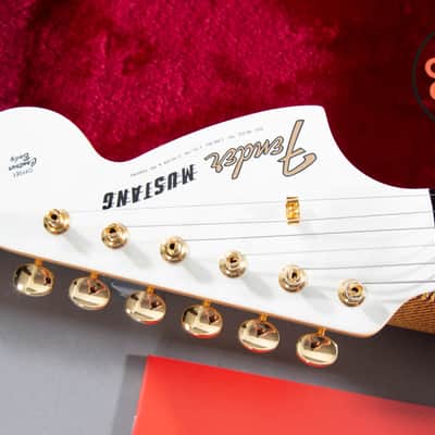 2025 Fender Japan MIJ Traditional 60s Mustang White Pearl Matching Headstock Gold Hardware image 3