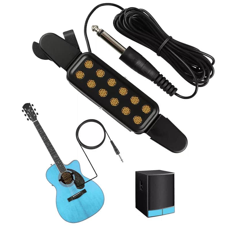 Clip-on Acoustic Electric Guitar Pickup Audio Transducer Amplifier 12 Hole 1/4" image 1