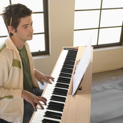 Ukscs 88 Key Standard Full Weighted Keyboards Digital Piano with Metal Stand, Power Adapter, Triple Pedals, Headphoneï¼Œfor All Experience Levels Natural Technology Wood image 3
