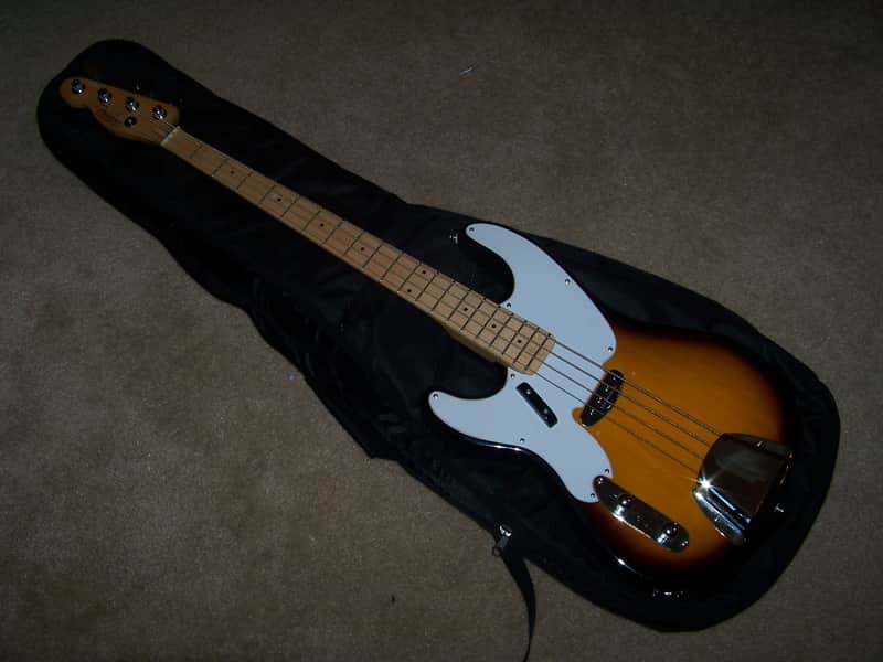 TELE  BASS  2 Tone Sunburst LEFT HANDED LEFTY UP GRADED DUNCAN BASSLINE PICKUP GIG BAG image 1