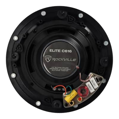 Immagine Pair Rockville ELITE C616 6.5" 16-Ohm Ceiling Speakers, Adjustable Silk Tweeter - 8