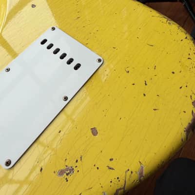 2026 Fender Custom Shop ‘69 Stratocaster SR25 Heavy Relic Matching Reverse Headstock - Aged Canary Yellow image 14