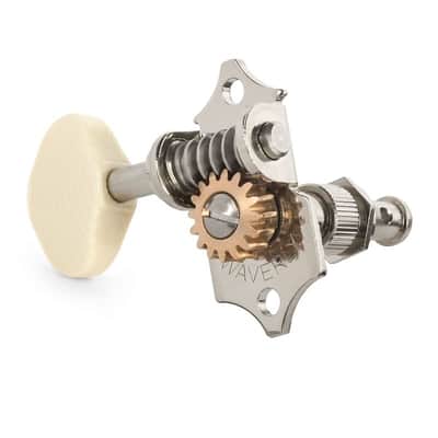 Waverly Guitar Tuners with Ivoroid Butterbean Knobs, for Solid Pegheads, Nickel, 3L/3R image 2