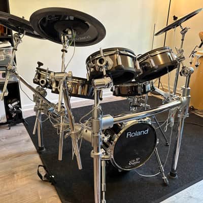Roland TD-30KV V-Drum Kit with Mesh Pads 2010s - Black Chrome with Hardware, rug, and gig bag