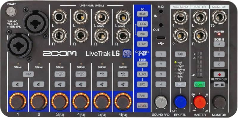 Zoom LiveTrak L6 6 Channel Digital Mixer / Recorder 2024 - Present - Black