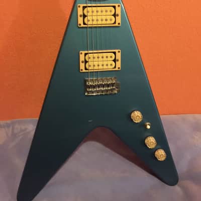Samick Artist Series Flying V 1980s Metallic Blue image 5