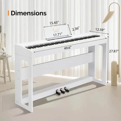 GDP-104 88-Key Full Weighted Digital Home Piano | Bluetooth MIDI, 3-Pedal System, Built-In Speakers, White Finish – Studio & Beginner Ready image 1