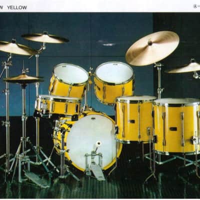 RARE Vintage Yamaha Recording Custom Birch pre-Yess 1983 Mellow (Canary) Yellow Drum Kit Set Gadd Sizes! image 14