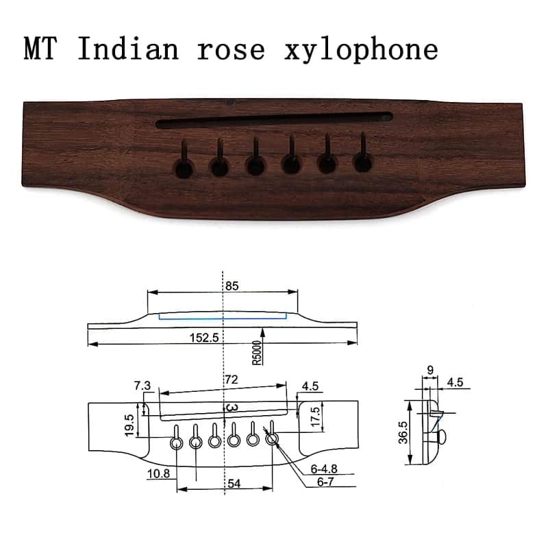 MT Indian rose xylophone Acoustic Guitar Bridge image 1