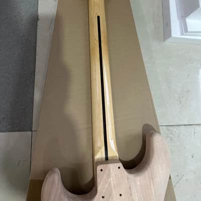 1 Set Unfinished Mahogany Wood Guitar Strat Style Body with Maple Neck image 5