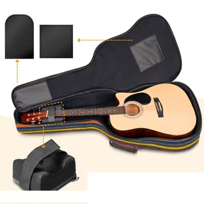 Acoustic Guitar Bag with Neck Cradle Bohemian Vintage Guitar Case 0.65in Thick Sponge Padded Guitar Case for 40 41 42 In Acoustic Classical Guitars image 3