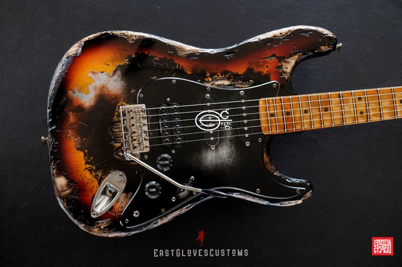 Fender Stratocaster HSS Deluxe Series Sunburst Heavy Aged Relic by East Gloves Customs image 1