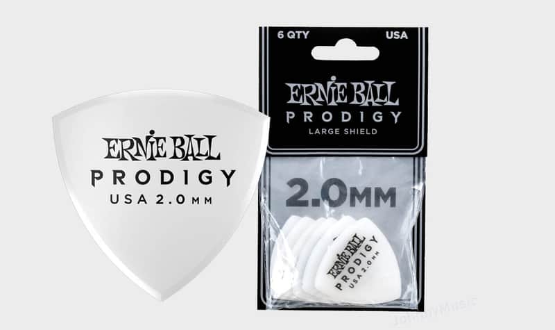2.0mm White Large Shield Prodigy Picks 6-Pack - Precision Machined High-Density Non-Slip-Textured Delrin Sharp-Attack Design image 1