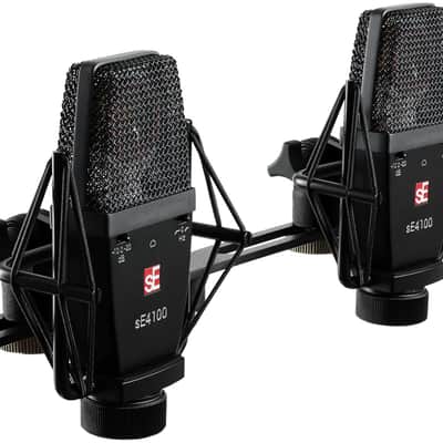 SE ELECTRONICS sE4100 Large Diaphragm Condenser Microphone with Gold Capsule, Cardioid Pickup Pattern, Pads & Low-Cut Filters & Shockmount - Professional Studio Recording Microphone (Matched Pair) image 1