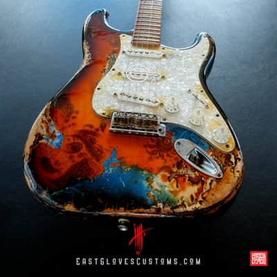 Fender Stratocaster 50th Anniversary Deluxe Series Sunburst Paisley/Pelham Blue Heavy Relic image 1