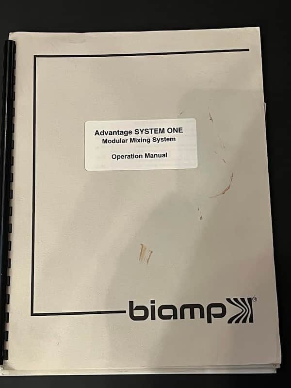 Biamp Advantage SYSTEM ONE Modular Mixing System Operation Manual